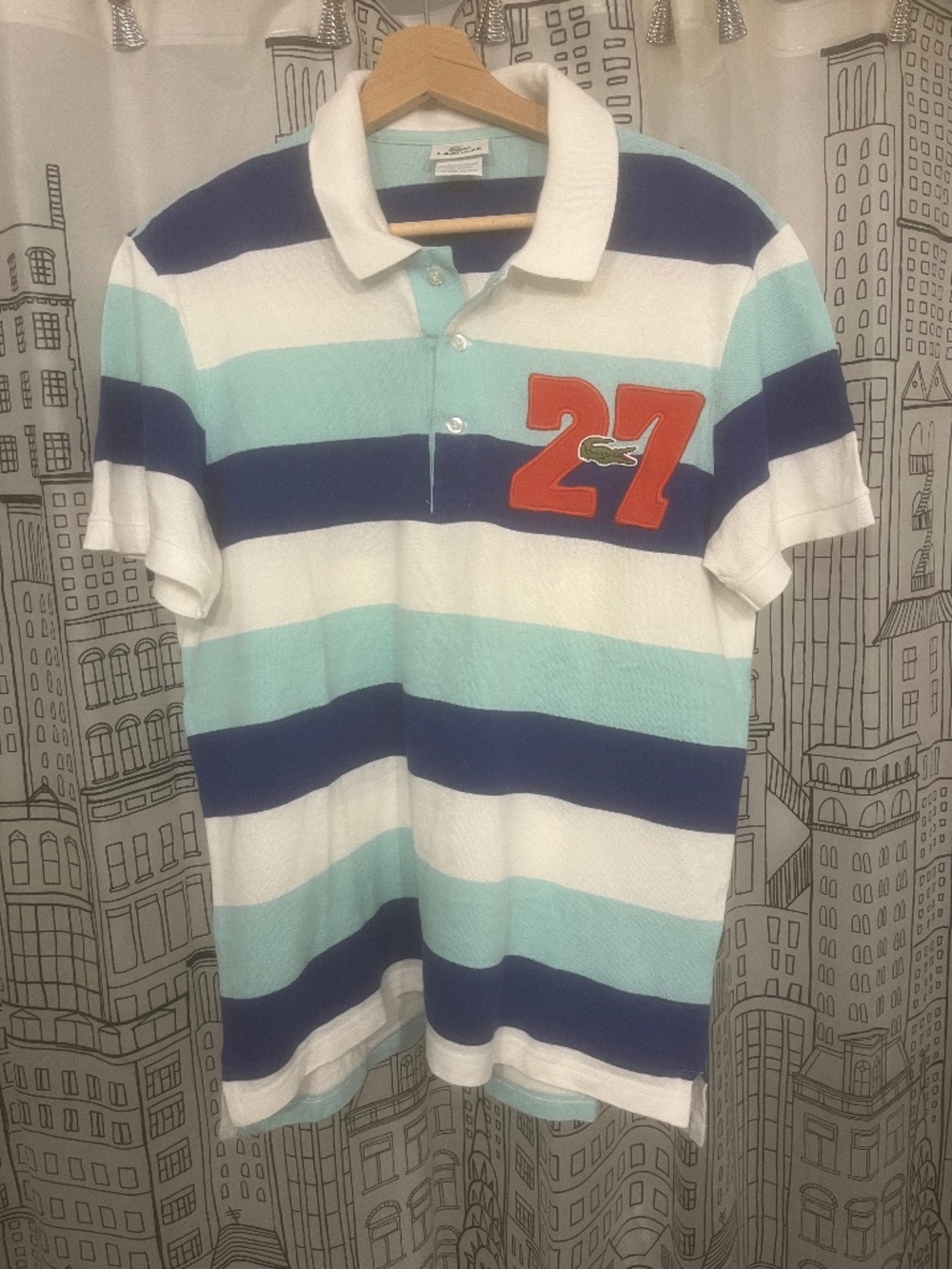 Limited edition multi stripe Lacoste polo shirt short sleeve shirt size 4